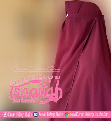 Model Jilbab Cadar Tali Set Gamis Tsaqifah Marun