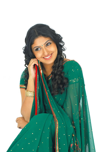 Tamil Actress Monica in Green Saree Photo Shoot Stills