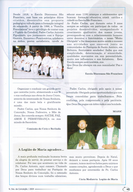 PROGRAMA DA FESTA DE NOSSA SENHORA DA CONCEIÇÃO – 2004 – Santarém – Pará - Brasil