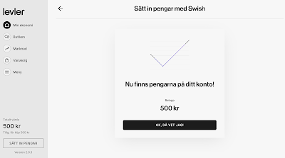 Bekräftelse på godkänd överföring via Swish