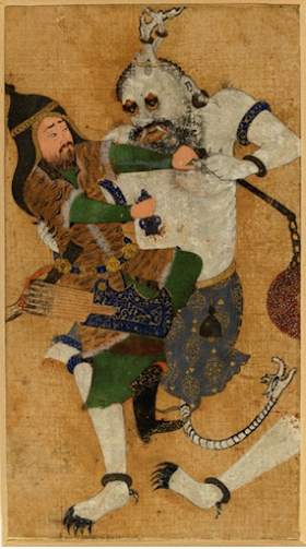 Ghoul attacking a victim from the Persian manuscript The Shahnemeh.