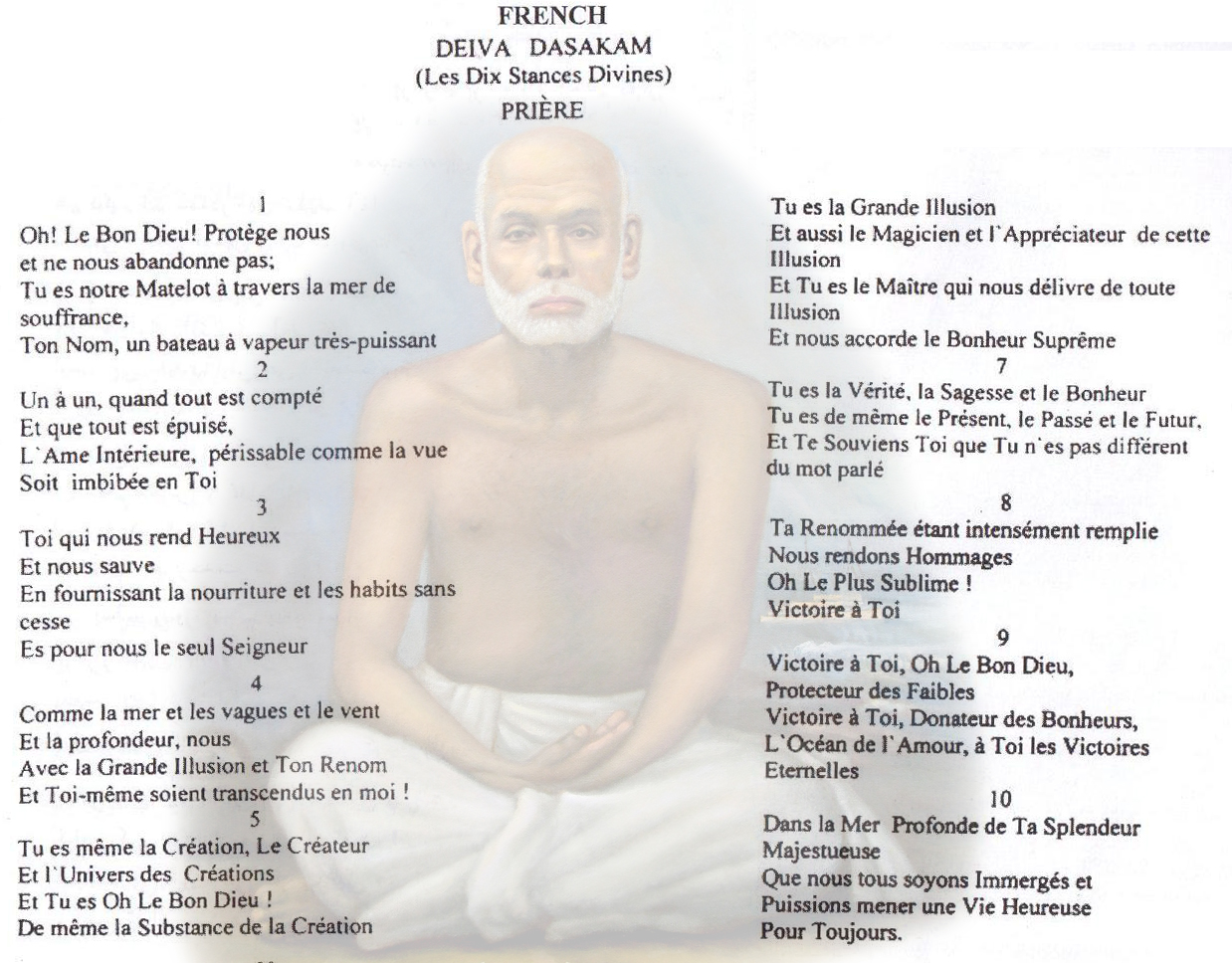 Evolutions Of Sree Narayana Guru Dhaivadhashakam In French