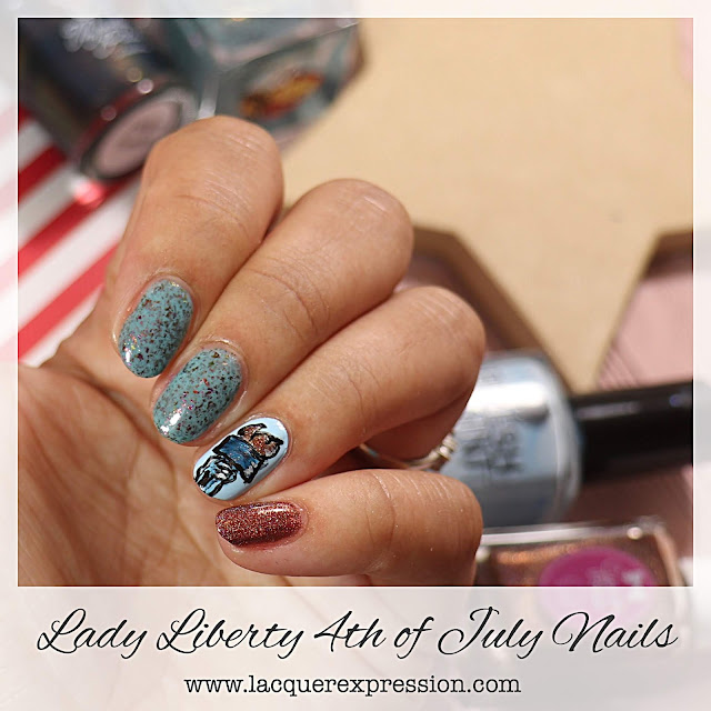 Lady Liberty's Torch Independence Day Patriotic Nail Art Design for the 4th of July