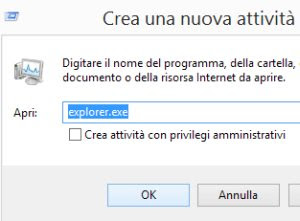 terminare e avviare explorer.exe