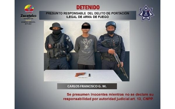 Detiene policía de Zacatelco a masculino armado