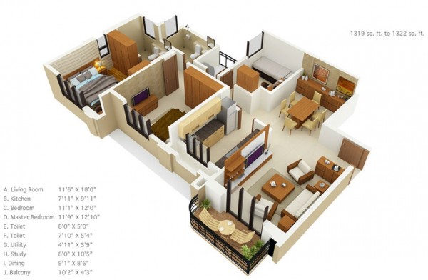 Denah Desain Rumah Mewah Modern 3D