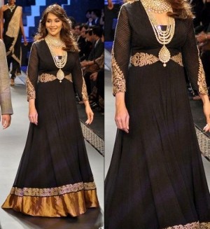 Madhuri Dixit In Designer Black Anarkali Suit Walk At IIJW