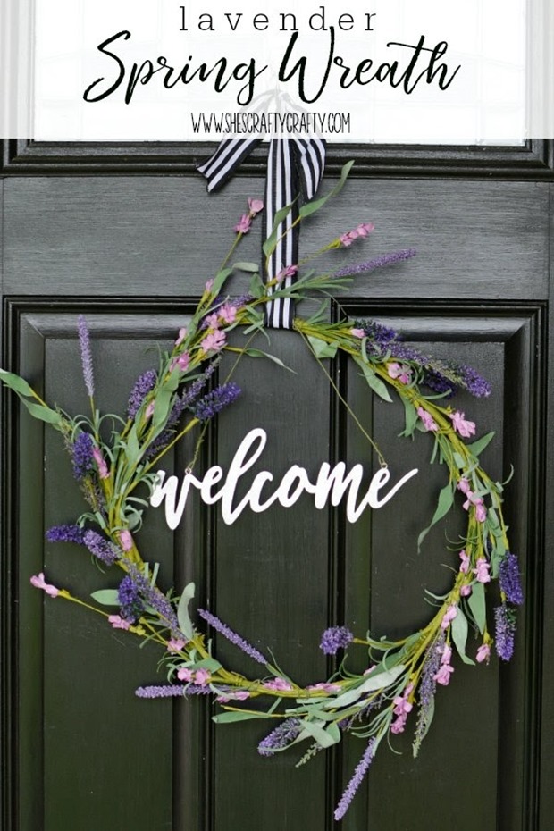 Lavender Spring Wreath, faux flowers, front door wreath