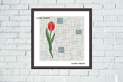 Tulip flower embroidery easy cross stitch hand embroidery pattern - Tango Stitch