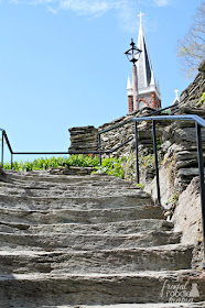 These stone steps are actually part of the Appalachian Trail & will lead you to the ruins of St. John's Episcopal Church, Jefferson Rock, and eventually to the Harper Cemetery.