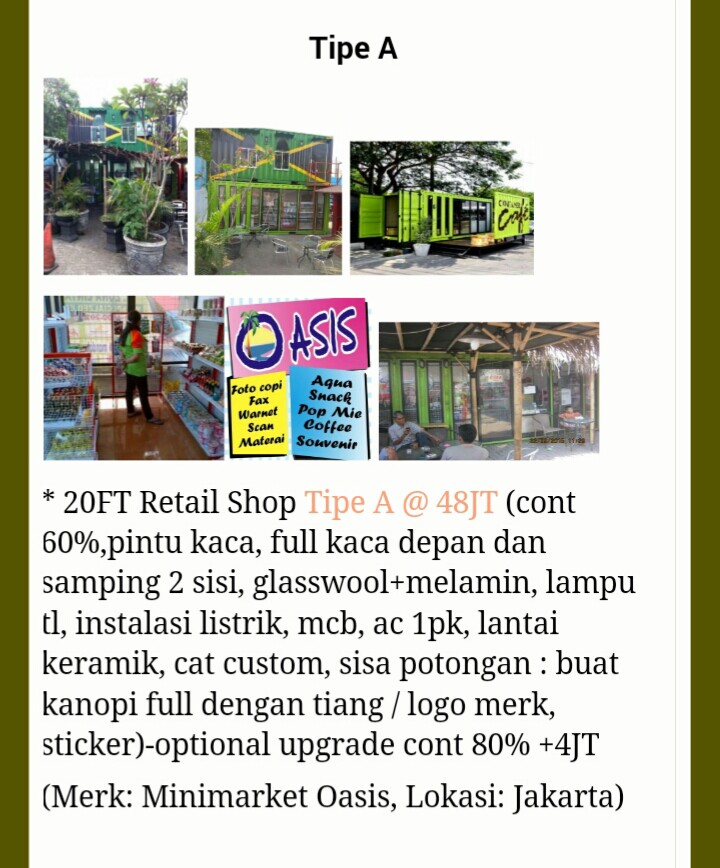 Kios kontainer - Harga Container, Jual Kontainer Bekas Murah