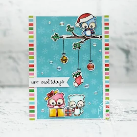 Sunny Studio Stamps: Happy Owlidays Holiday Cheer Paper Pad Punny Holiday Card by Lexa Levana