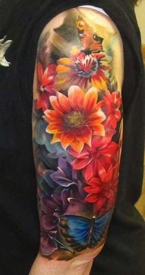 colorful half sleeve tattoos for women
