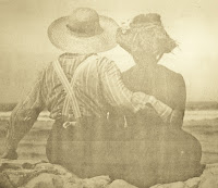 back of young couple in sepia