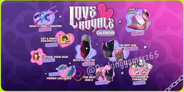 Love is in the Air: Free Fire Valentine's Day Event Calendar for North America and Latam Servers! 💖