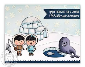 Sunny Studio Stamps: Eskimo Kisses & Polar Playmates Arctic Winter Scene Christmas Card