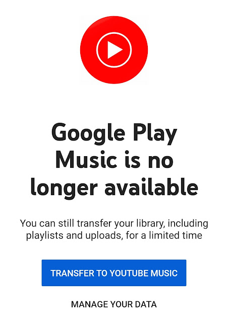 Google play music is no longer available