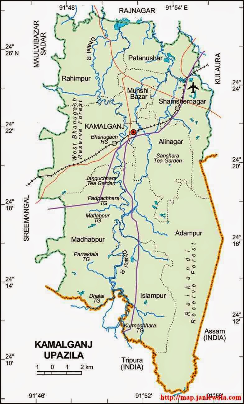 kamalganj upazila map of bangladesh