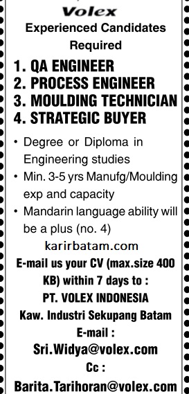 Lowongan Kerja PT. Volex Indonesia
