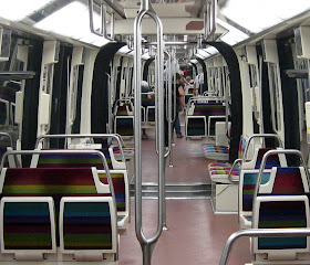 One of those long un-divided trains on Paris metro line 1