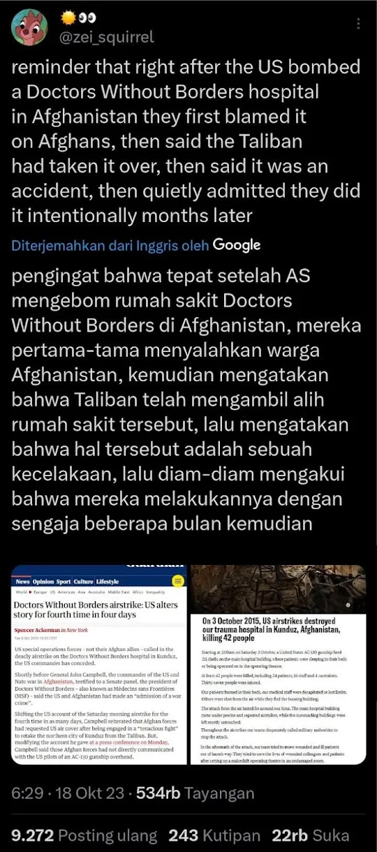 Ahli Arab di Gaza hancur usai menerima serangan dari Israel pada Selasa  Tidak Aneh Israel Menyebar Kebohongan bahwa Pihak Palestina Yang Ngebom Rumah Sakit di Gaza, AS Juga Begitu saat Ngebom RS di Afghanistan