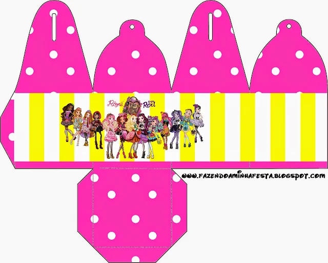 You can use this box for chocolates, candies or cupcakes Yellow and Pink Ever After High. 