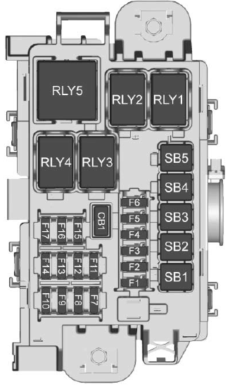 2018-2020 Model - Rear Compartment Fuse Panel Diagram