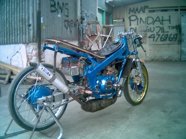  Motor  Drag Race Balap Drag Liar Kawasaki Ninja Blue Chassis