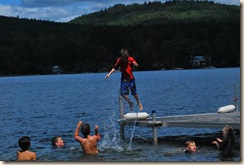 PJ jumping off the dock