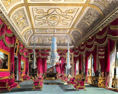 Crimson Drawing Room, Carlton House, from The History of the Royal Residences by WH Pyne (1819)