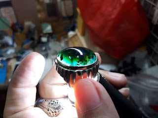 Batu Bacan Gulau BC064 Size Ideal Ikatan Perak Kokoh