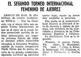 II Torneo Internacional Femenino - Arenys de Mar 1968, recorte de prensa