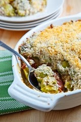 Brussels Sprouts with Smoked Bacon, Mustard Cream and a Parmesan Crust