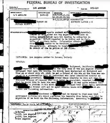 Documentos del FBI sugieren que Hitler sobrevivió a la segunda guerra mundial y que huyó a.Argentina