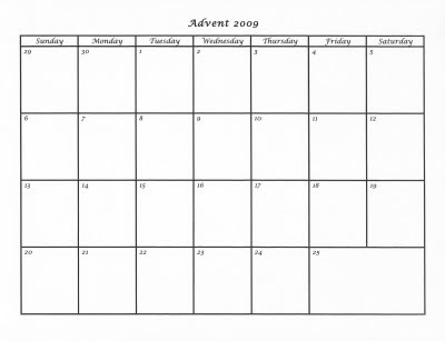 calendar template 2009. 2009 Advent Calendar Template