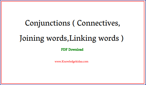 Conjunctions Connectives Joining Words Linking Words Pdf Download Hindi And English