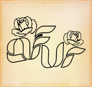 roses tattoo letters AFUR