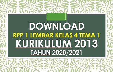 RPP 1 Lembar Kelas 4 Semester 1 Tema 1 Subtema 1 Revisi 2020