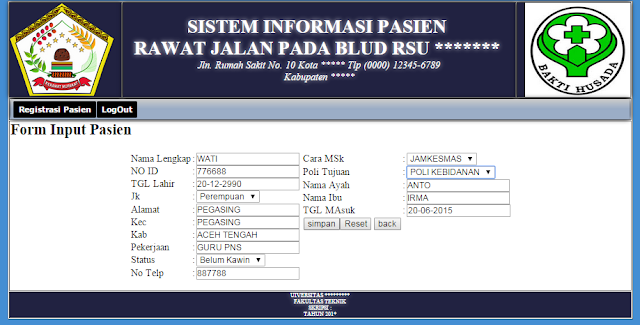 Program Aplikasi Sistem Informasi Rawat Jalan Dengan PHP dan Mysql