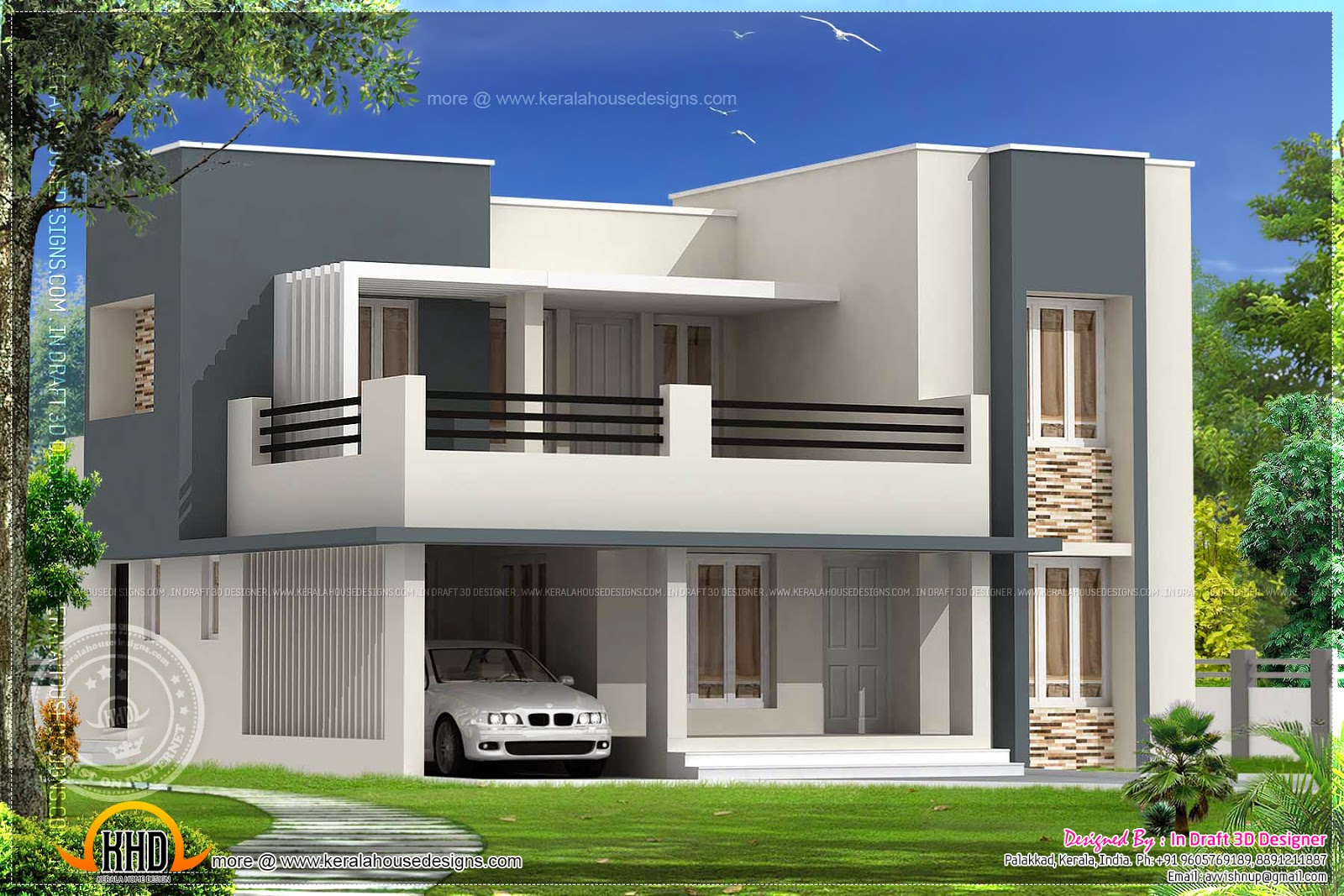 2180 square feet house  exterior Kerala home  design and 