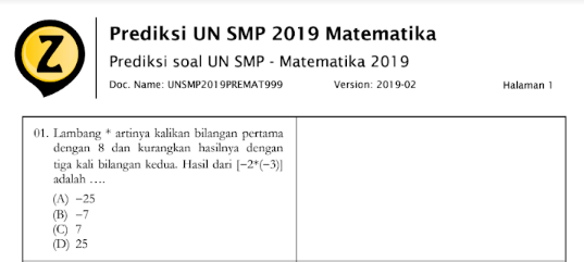 Latihan Soal Un Unbk Unkp Matematika Smp 2020 Prediksi Soal