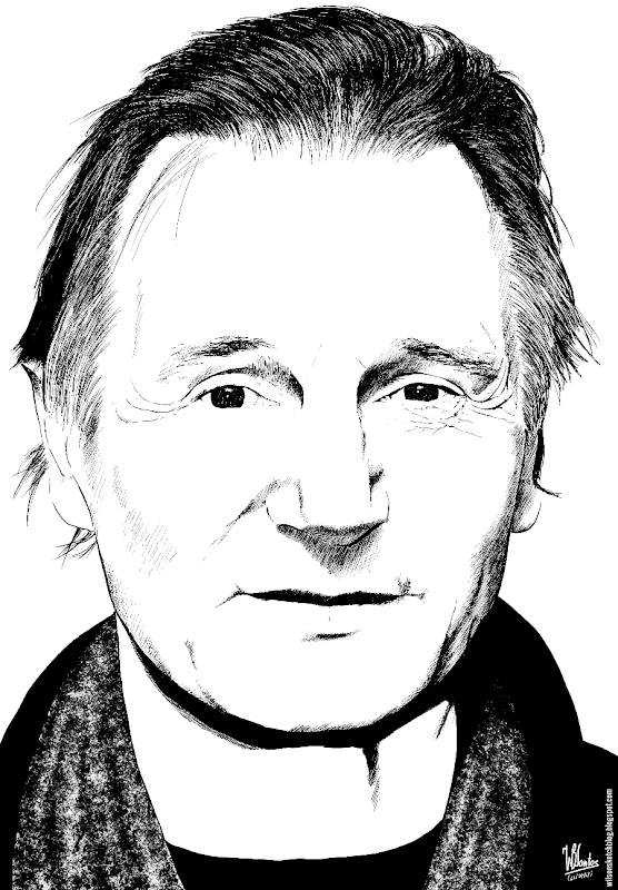 Ink drawing of Liam Neeson, using Krita 2.7 Alpha.