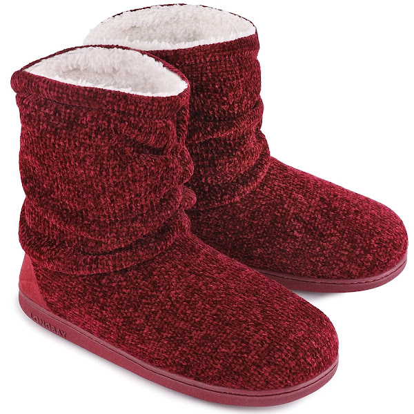 Chenille Knit Cosy Boots Slippers