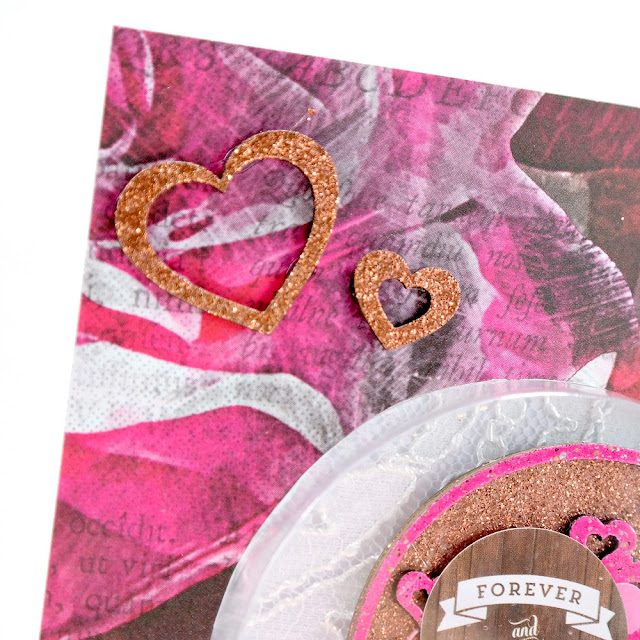 Glitter Embossed Nested Chipboard Hearts on a Valentine's Day Card