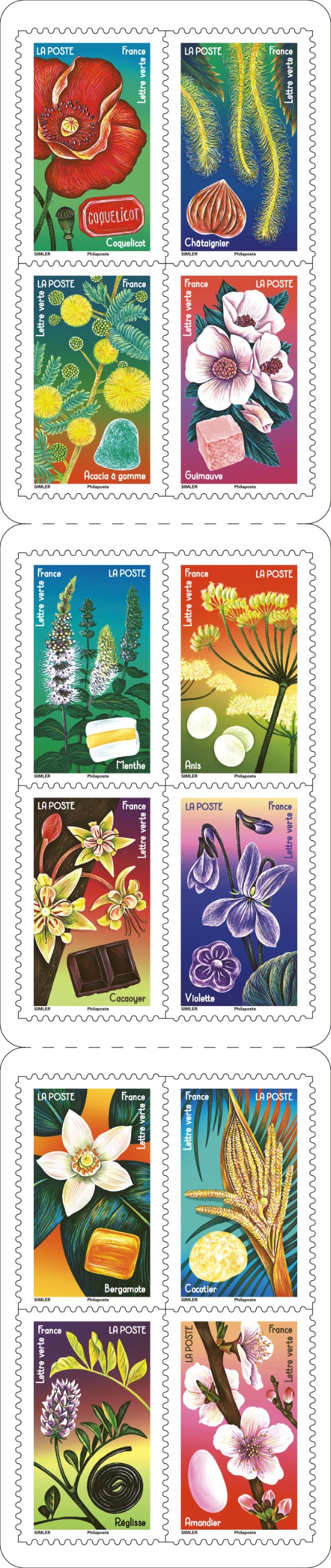 carnet de timbres Fleurs et Douceurs