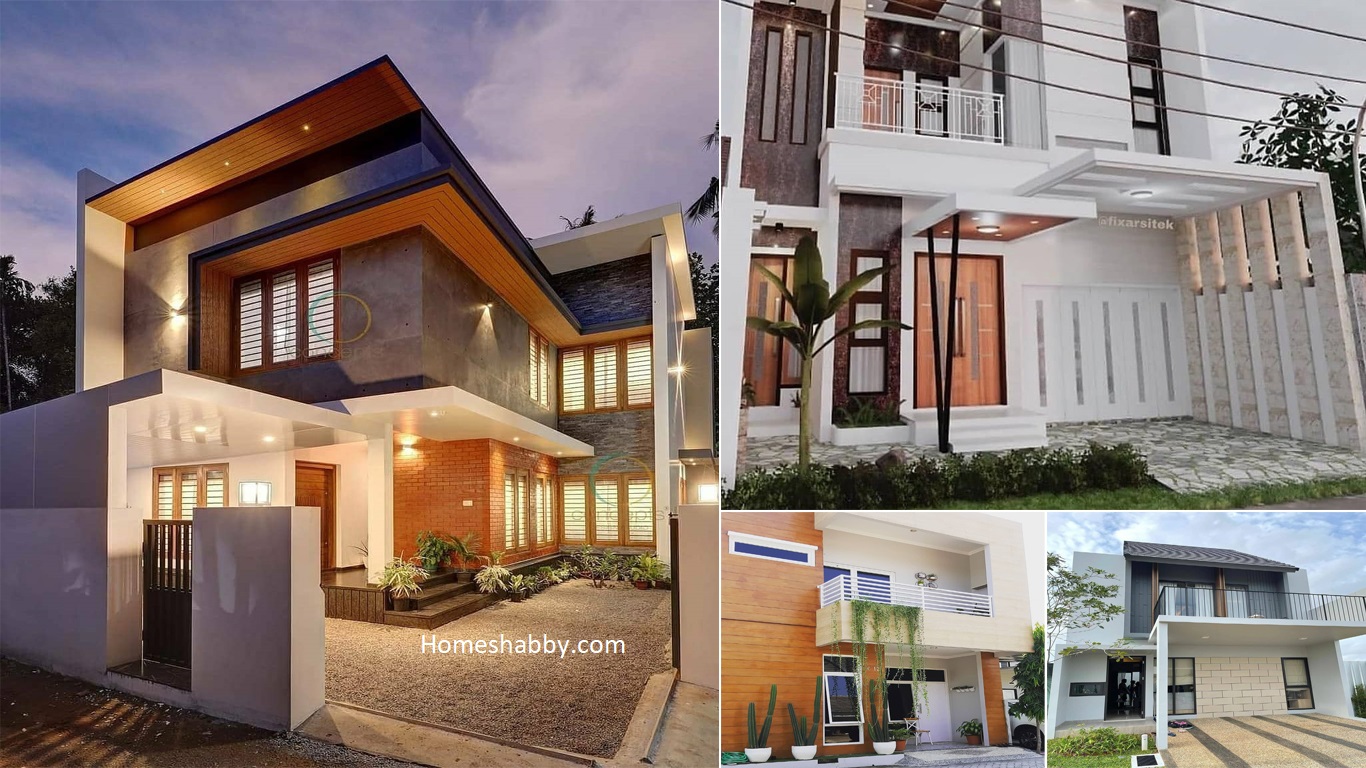 Desain Rumah Minimalis Modern 2 Lantai Dengan Fasad Yang Terlihat Elegan Lengkap Dengan Type Rumah Homeshabbycom Design Home Plans