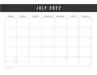 Free Printable Calendar July 2022