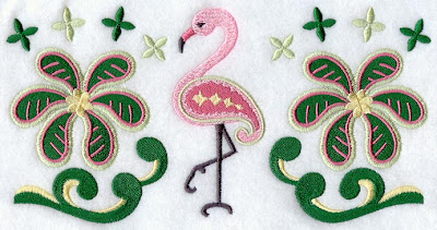Embroidery lace with bird and tree