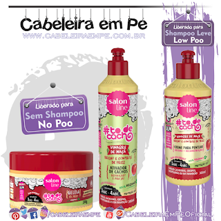 Gelatina (No Poo), Ativador de Cachos (No Poo) e Creme para Pentear (Low Poo) Tô de Cacho Vinagre de Maçã - Salon Line