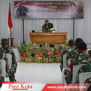 Kunjungi Kodim 1607/Sumbawa, Danrem 162/WB Berikan Pengarahan Kepada Anggota TNI dan ASN